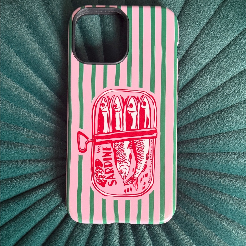 Striped Green, Red & Pink Sardine Phone Case for iPhone 13 Pro Max